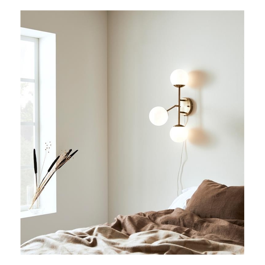 Markslöjd 108254 - Wandbeleuchtung TRINITY 3xG9/20W/230V gold/weiß