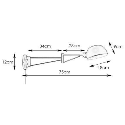 Markslöjd 108587 - Wandlampe PORTLAND 1xE27/40W/230V schwarz