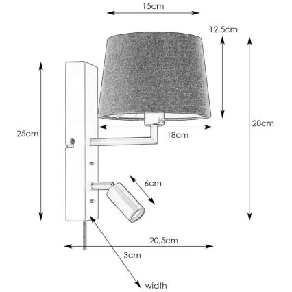 Markslöjd 108595 - LED-Wandlampe mit USB COMO 1xE14/40W/230V + LED/3W schwarz