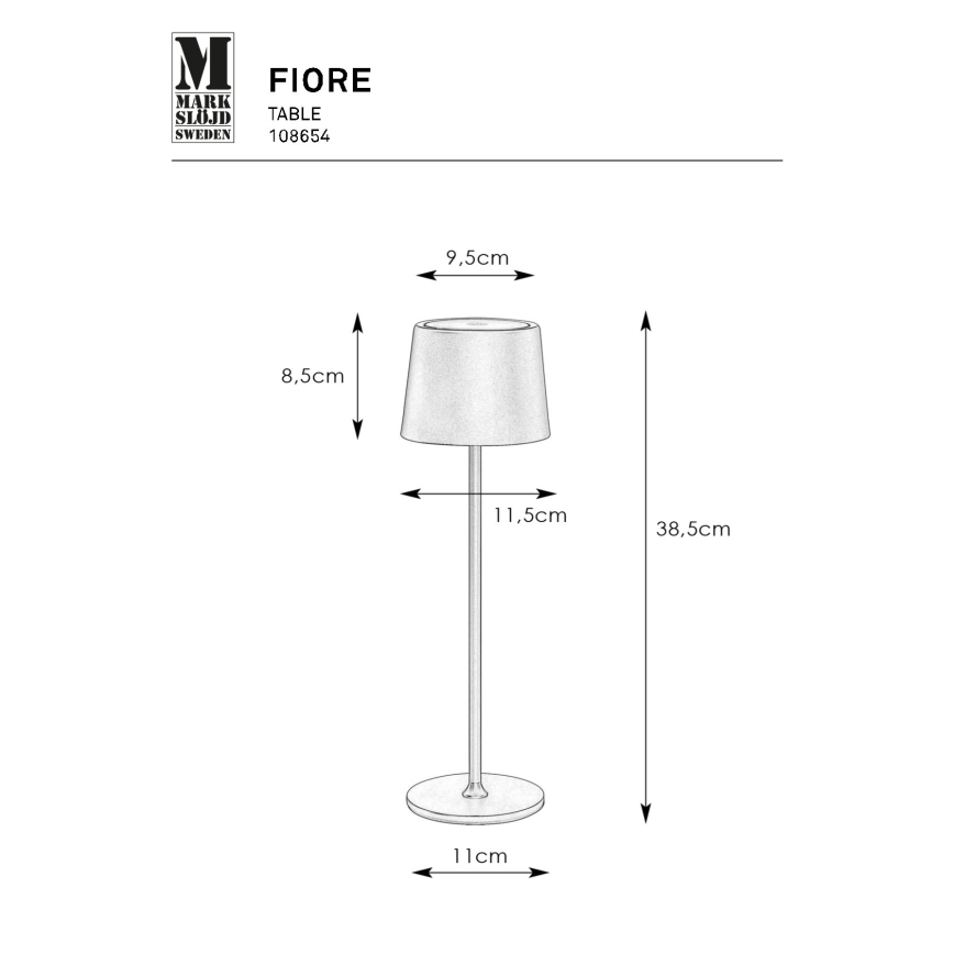 Markslöjd 108654 - LED-Dimmbares Akku-Licht FIORE LED/2W/5V IP44 38 cm Weiß