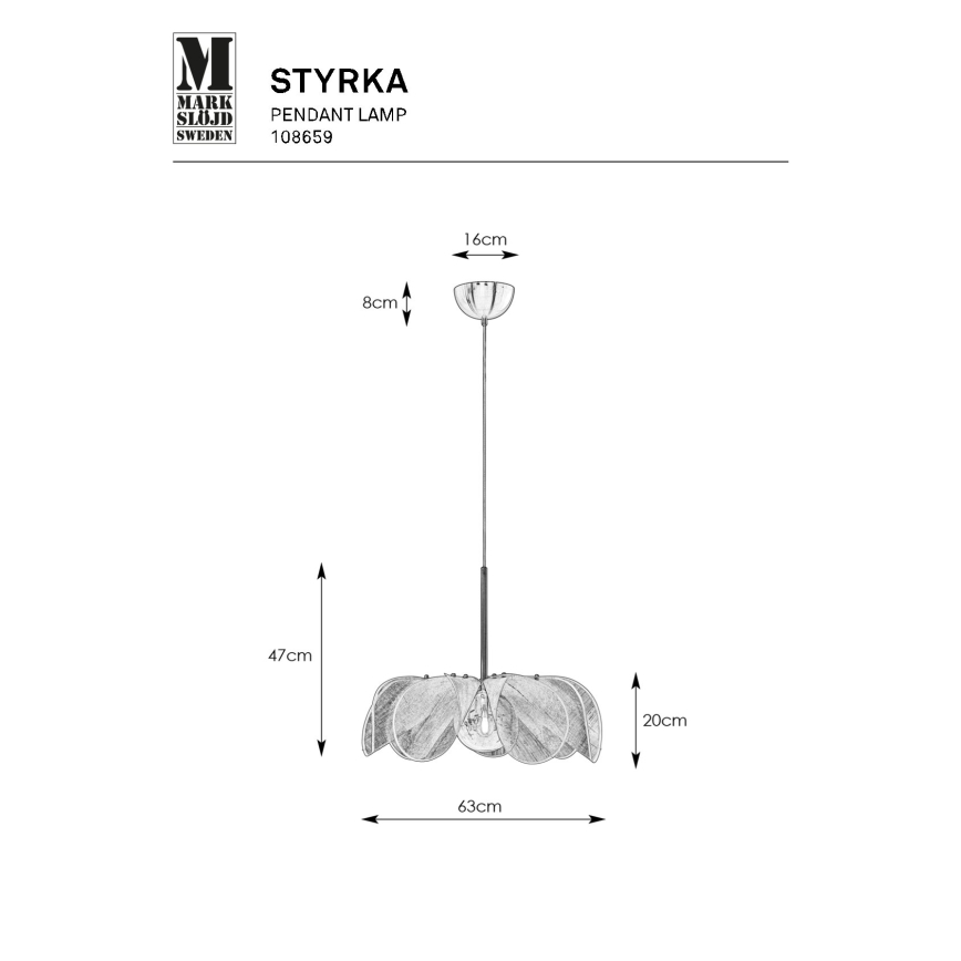 Markslöjd 108659 - Hängeleuchte an Schnur STYRKA 1xE27/40W/230V d 63 cm beige