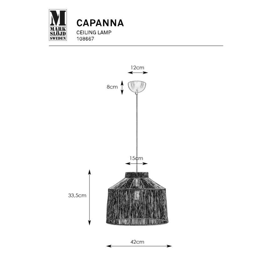 Markslöjd 108667 - Hängeleuchte an Schnur CAPANNA 1xE27/40W/230V Messing