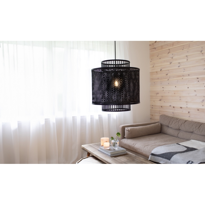 Markslöjd 108676 - Hängeleuchte an Schnur STRATI 1xE27/40W/230V schwarz/Bambus