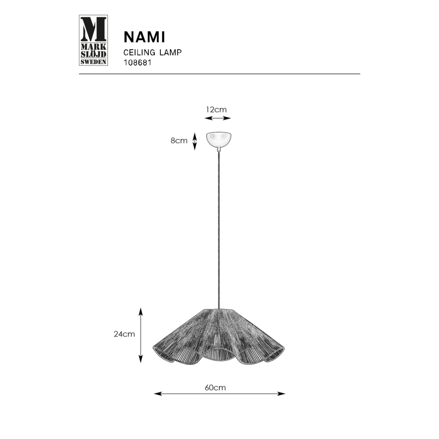 Markslöjd 108681 - Hängeleuchte an Schnur NAMI 1xE27/40W/230V braun