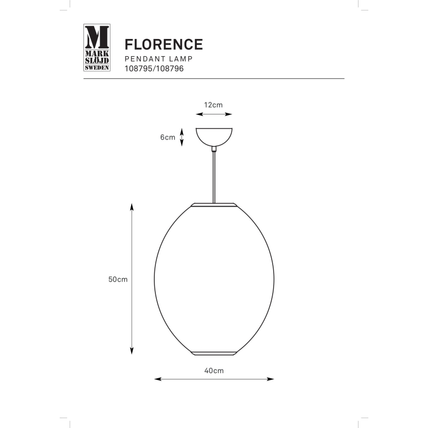Markslöjd 108795 - Hängeleuchte an Schnur FLORENCE 1xE27/40W/230V schwarz