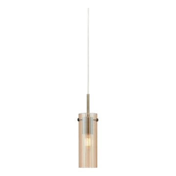 Markslöjd 109015 - Pendelleuchte TIBIA mit Kabel 1xE14/40W/230V rauchbeige/Messing