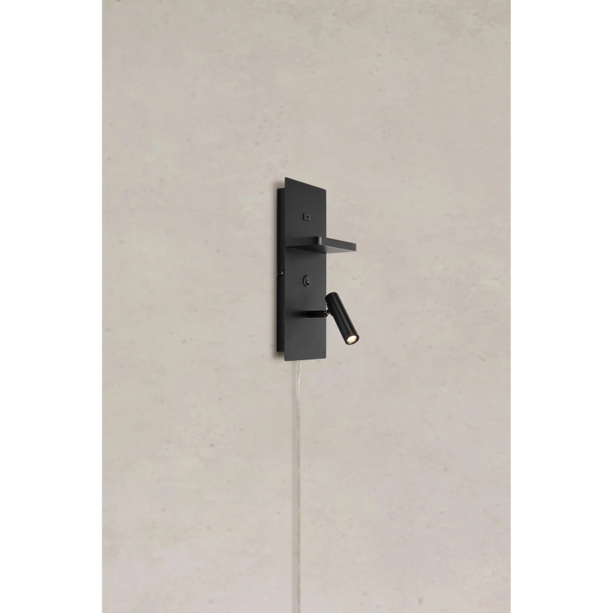 Markslöjd 109018 - LED-Wandspot mit Ablage und USB-Anschluss CARICA LED/4W/230V schwarz