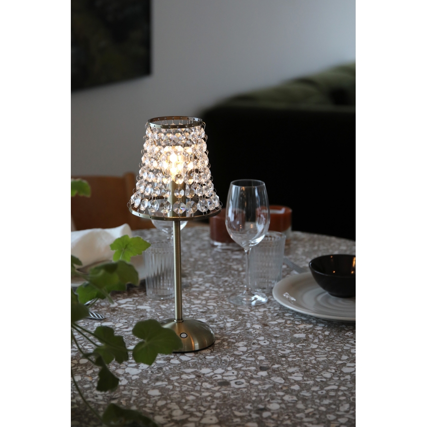 Markslöjd 109125 - LED-dimmbare, wiederaufladbare Touch-Tischlampe LIORA 1xE14/2W/2000 mAh Messing