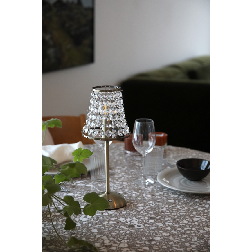 Markslöjd 109125 - LED-dimmbare, wiederaufladbare Touch-Tischlampe LIORA 1xE14/2W/2000 mAh Messing