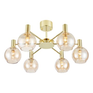 Markslöjd 109152 - Anbau-Deckenleuchte AMBRA 6xE14/40W/230V Ø 75 cm gold/rauchiges Beige