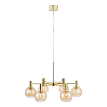 Markslöjd 109153 - Pendelleuchte AMBRA mit Seilaufhängung, 6xE14/40W/230V, Ø 75 cm, Gold/rauchiges Beige