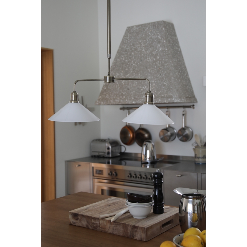 Markslöjd 109160 - Pendelleuchte VELA an Stange 2xE27/60W/230V weiß/messing