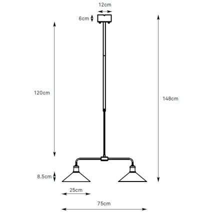 Markslöjd 109160 - Pendelleuchte VELA an Stange 2xE27/60W/230V weiß/messing