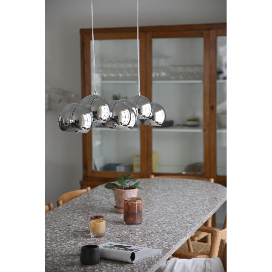 Markslöjd 109168 - Pendelleuchte mit Kabelaufhängung CUPOLO 7xE14/40W/230V glänzender Chrom