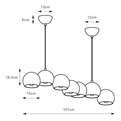 Markslöjd 109168 - Pendelleuchte mit Kabelaufhängung CUPOLO 7xE14/40W/230V glänzender Chrom