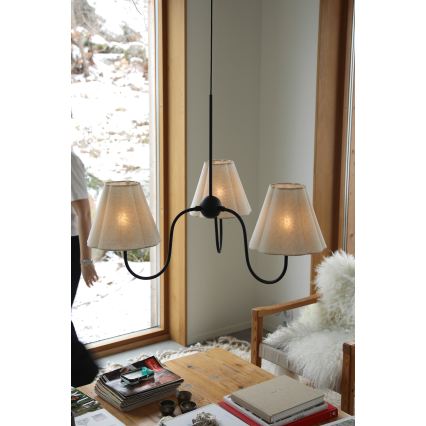 Markslöjd 109172 - Pendelleuchte mit Kabel VEYA 3xE14/40W/230V Leinen/Schwarz