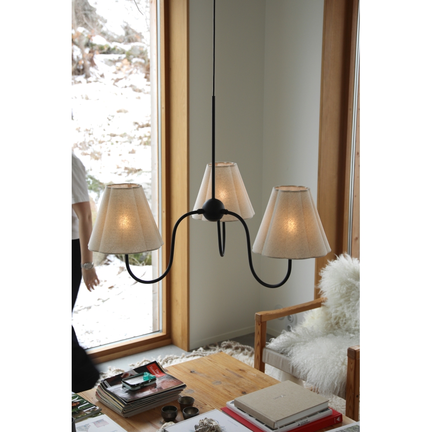 Markslöjd 109172 - Pendelleuchte mit Kabel VEYA 3xE14/40W/230V Leinen/Schwarz
