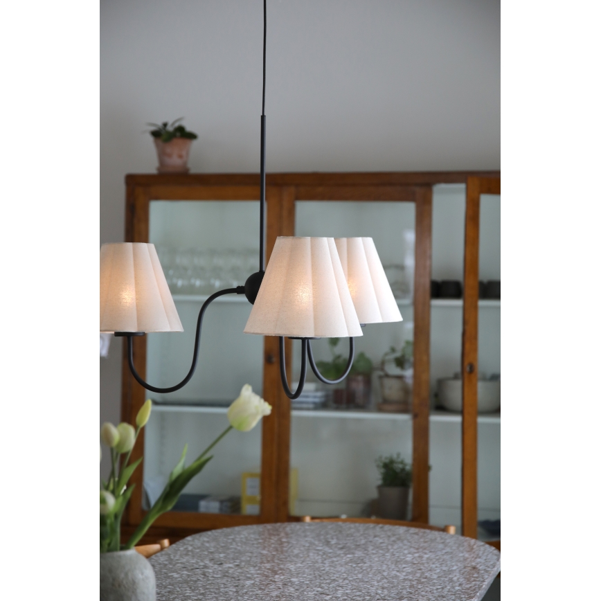 Markslöjd 109172 - Pendelleuchte mit Kabel VEYA 3xE14/40W/230V Leinen/Schwarz