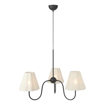 Markslöjd 109172 - Pendelleuchte VEYA an Kabel, 3×E14/40 W/230 V, Ø 90 cm, Leinen/Schwarz