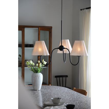 Markslöjd 109172 - Pendelleuchte VEYA an Kabel, 3×E14/40 W/230 V, Ø 90 cm, Leinen/Schwarz