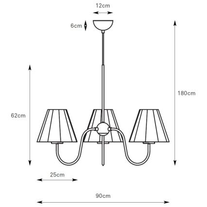 Markslöjd 109172 - Pendelleuchte VEYA an Kabel, 3×E14/40 W/230 V, Ø 90 cm, Leinen/Schwarz