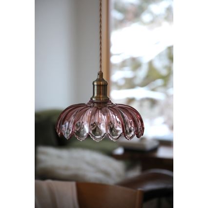 Markslöjd 109178 - Pendelleuchte KURAGE mit Kabel 1xE27/40W/230V Messing/rauchiges Rosa