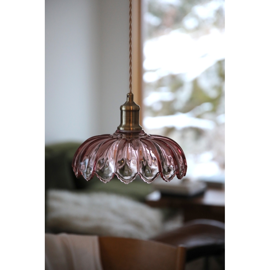 Markslöjd 109178 - Pendelleuchte KURAGE mit Kabel 1xE27/40W/230V Messing/rauchiges Rosa