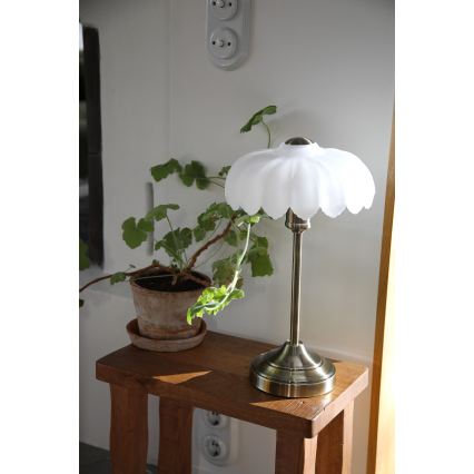 Markslöjd 109179 - Tischlampe KURAGE 1xE27/60W/230V Messing/weiß