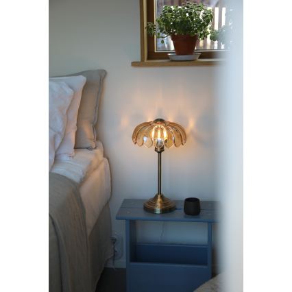 Markslöjd 109180 - Tischlampe KURAGE 1xE27/60W/230V Messing/rauchbeige