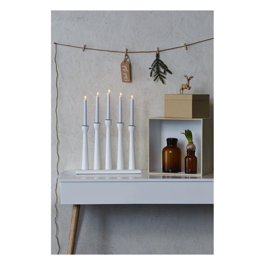 Markslöjd 702229 - Weihnachtskerzenhalter MASESKÄR 5xE10/3W/230V weiß