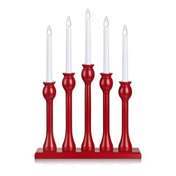 Markslöjd 703799 - Weihnachtskerzenhalter LÖVASA 5xE10/3W/230V rot