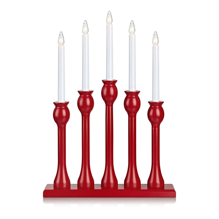 Markslöjd 703799 - Weihnachtskerzenhalter LÖVASA 5xE10/3W/230V rot