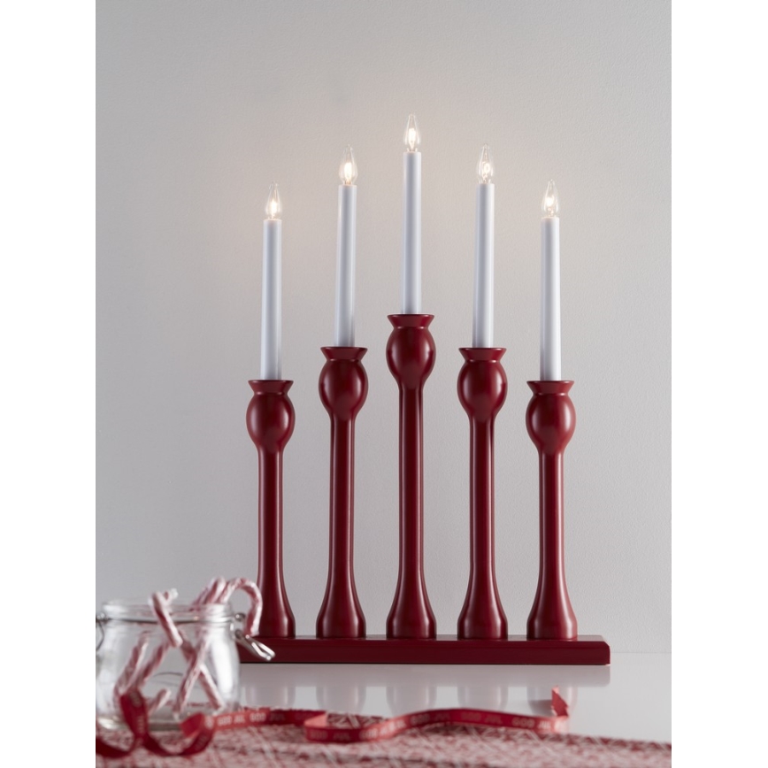 Markslöjd 703799 - Weihnachtskerzenhalter LÖVASA 5xE10/3W/230V rot