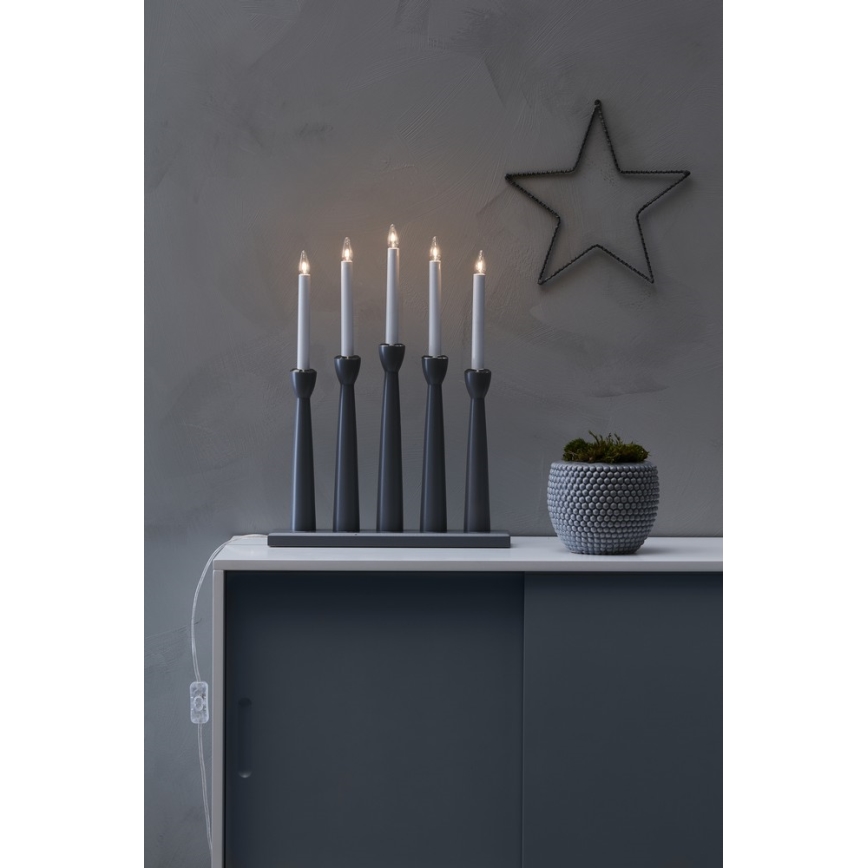 Markslöjd 704197 - Weihnachtskerzenhalter MASESKÄR 5xE10/3W/230V grau