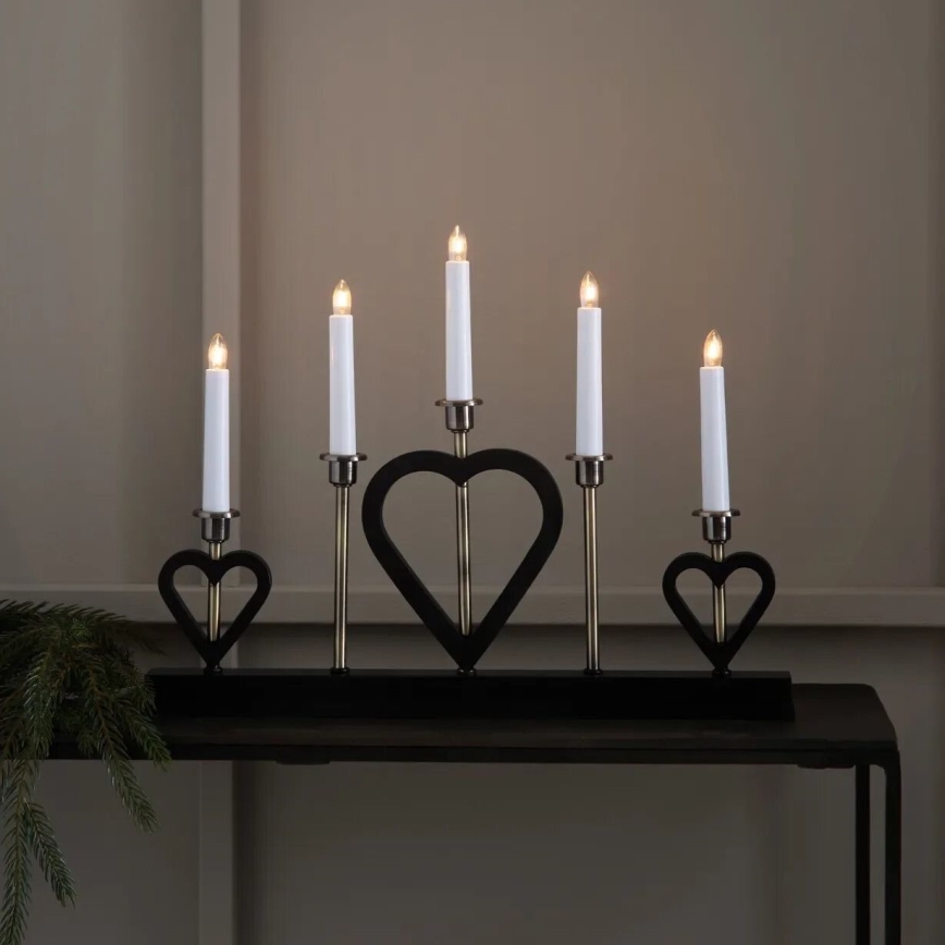 Markslöjd 705938 - Weihnachtsleuchter MELISSA 5xE10/3W/230V Schwarz/Messing