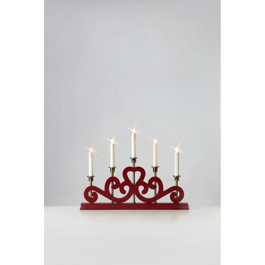Markslöjd 706211 - Weihnachtsleuchter ENEBY 5xE10/3W/230V rot/messing