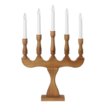 Markslöjd 706279 - Weihnachtsleuchter SVANEHOLM 5xE10/3W/230V Kiefer/Braun