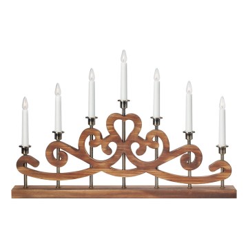 Markslöjd 706428 - Weihnachtskerzenhalter NIGHTFALL 7xE10/3W/230V braun/messing