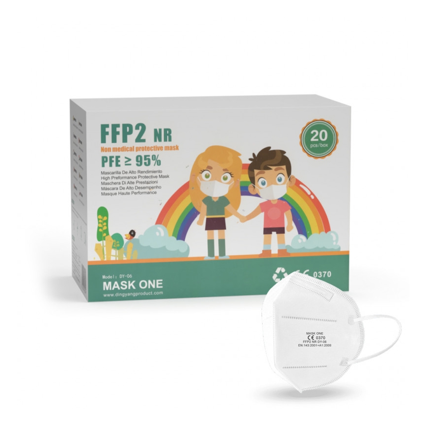 Maske Eine Atemschutzmaske FFP2 NR - CE 0370 weiß 1St. Kindergröße