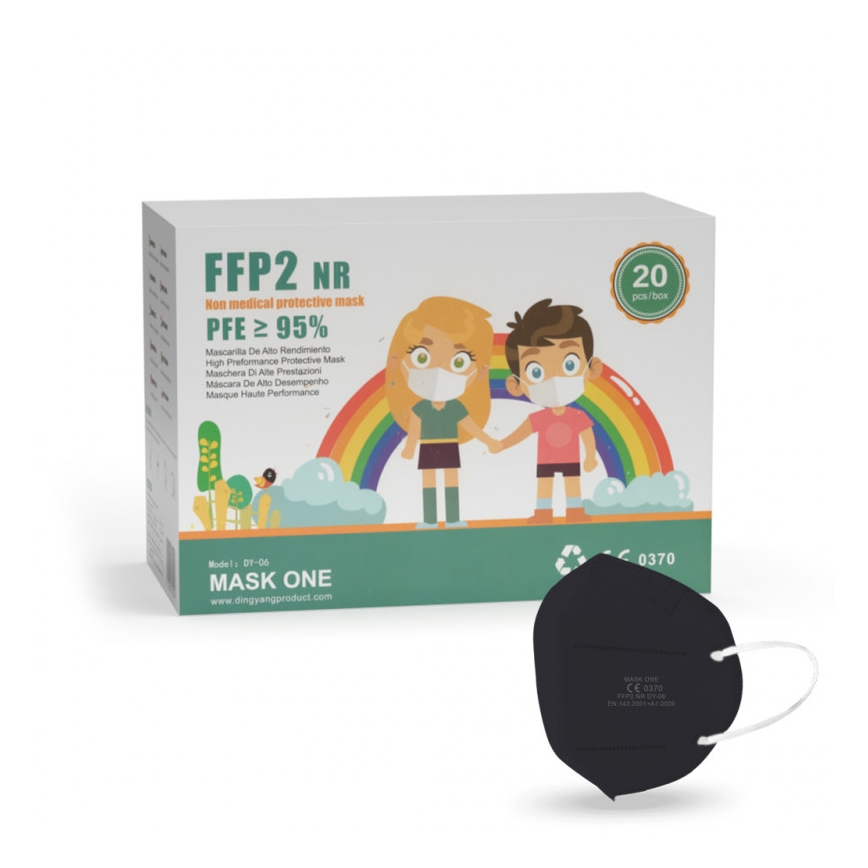 Maske One Kinder-Atemschutzmaske FFP2 NR - CE 0370 schwarz 20St.