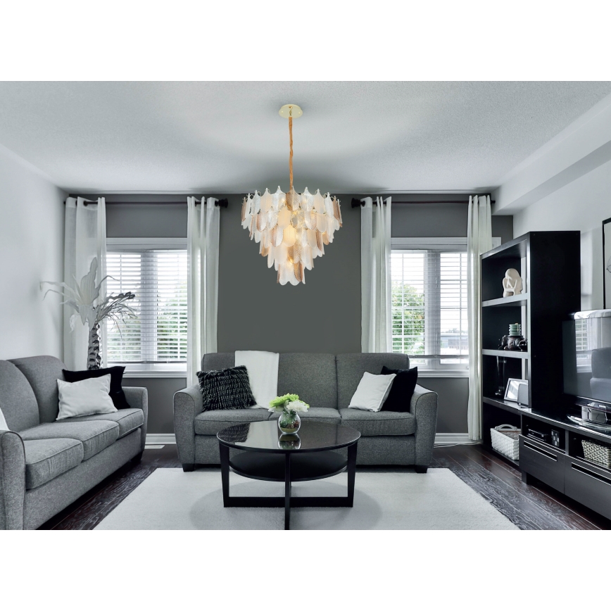 MAXLIGHT P0418 - Kronleuchter an Kette ARWENA 15xE14/40W/230V d 80 cm golden