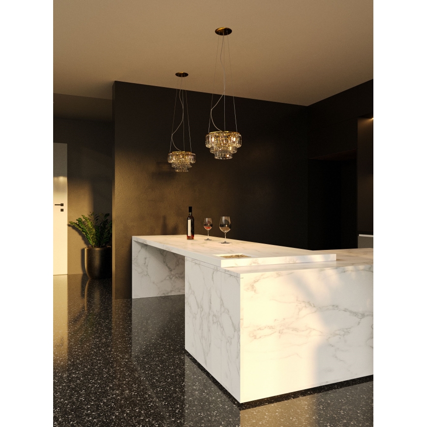 MAXLIGHT P0423 - Kronleuchter an Aufhängung MONACO 9xG9/40W/230V d 42 cm golden