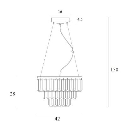 MAXLIGHT P0423 - Kronleuchter an Aufhängung MONACO 9xG9/40W/230V d 42 cm golden