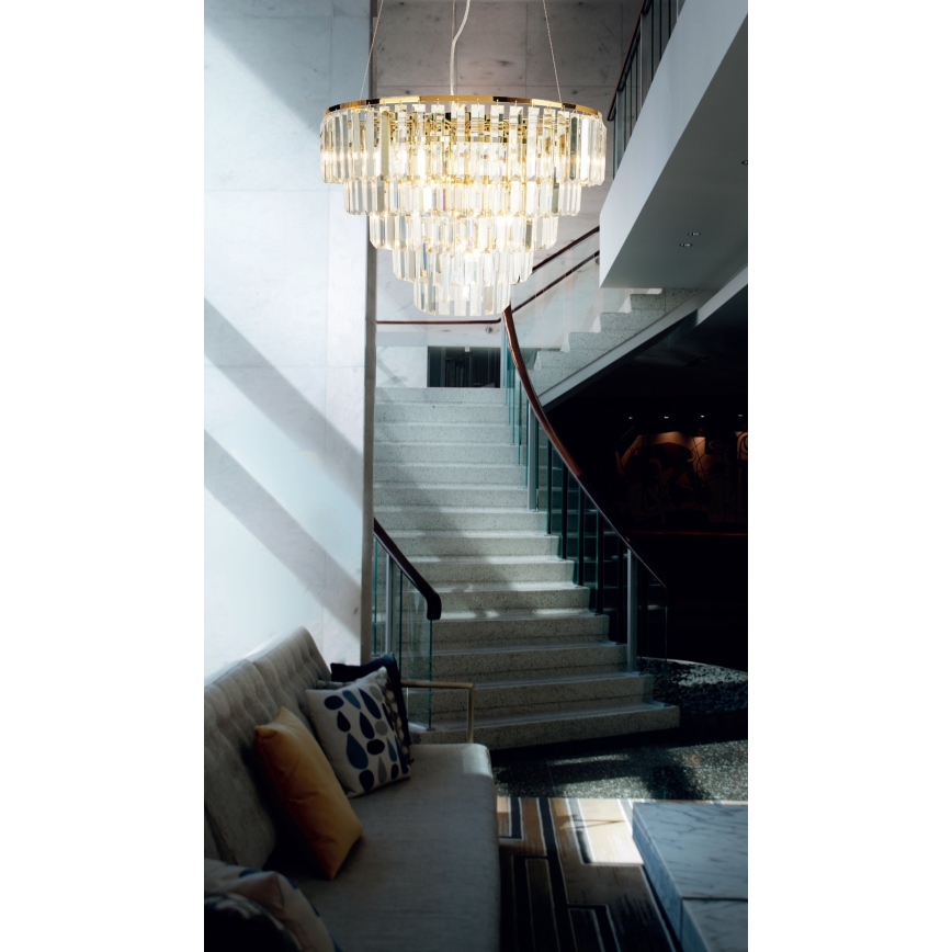 MAXLIGHT P0424 - Kronleuchter an Aufhängung MONACO 15xG9/40W/230V d 60 cm golden