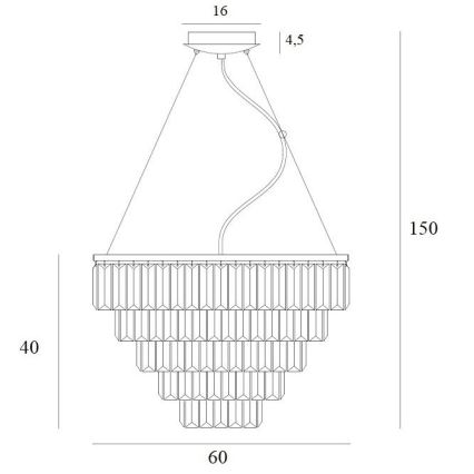 MAXLIGHT P0424 - Kronleuchter an Aufhängung MONACO 15xG9/40W/230V d 60 cm golden