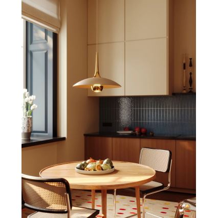 MAXLIGHT P0674 - LED-Pendelleuchte an Kabel MANUKA LED/12W/230V Ø 28 cm gold/beige