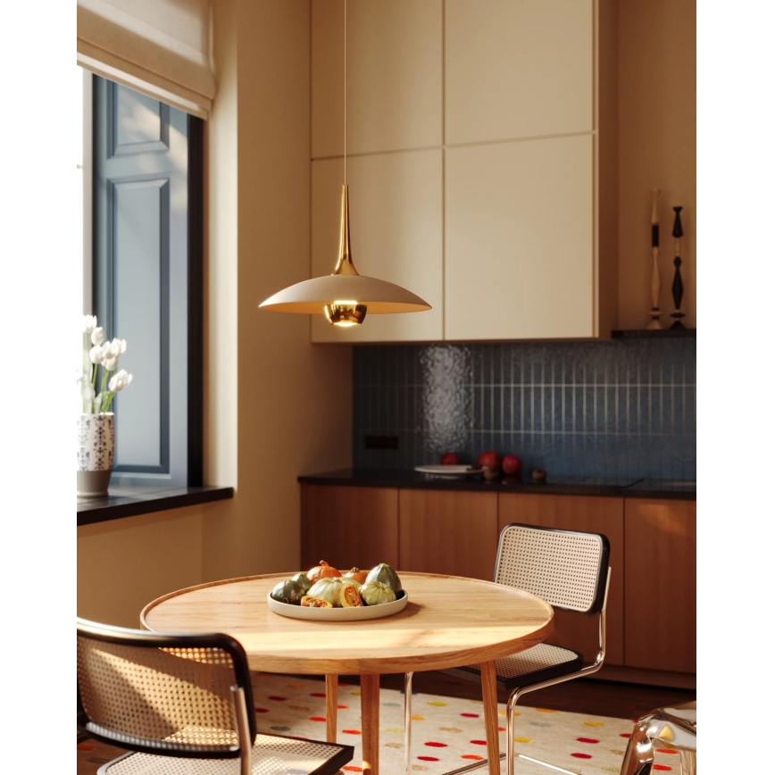 MAXLIGHT P0674 - LED-Pendelleuchte an Kabel MANUKA LED/12W/230V Ø 28 cm gold/beige