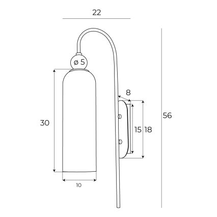 MAXLIGHT W0333 - Wandleuchte CAMPANILA 1xE27/40W/230V Messing/grau