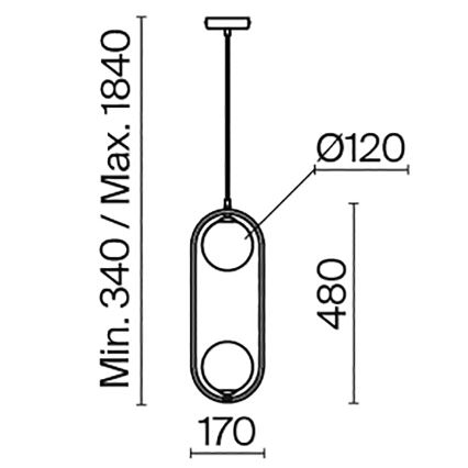 Maytoni MOD013PL-02BS1 - Hängeleuchte an Schnur RING 2xG9/25W/230V Messing