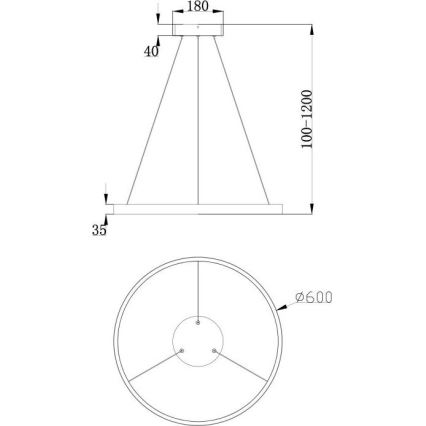 Maytoni MOD058PL-L32B3K - LED-Kronleuchter an Aufhängung RIM LED/37W/230V 3000K d 60 cm schwarz